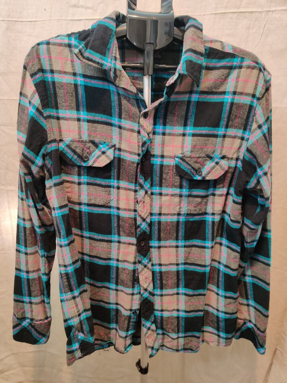 Burnside Flannel Shirt Men's Size XL Plaid Western Wear Button Up 100% Cotton